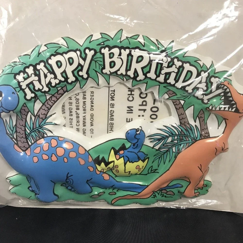 Vintage 1991 Wilton Dinosaur Family Happy Birthday Cake Topper Decoration SEALED